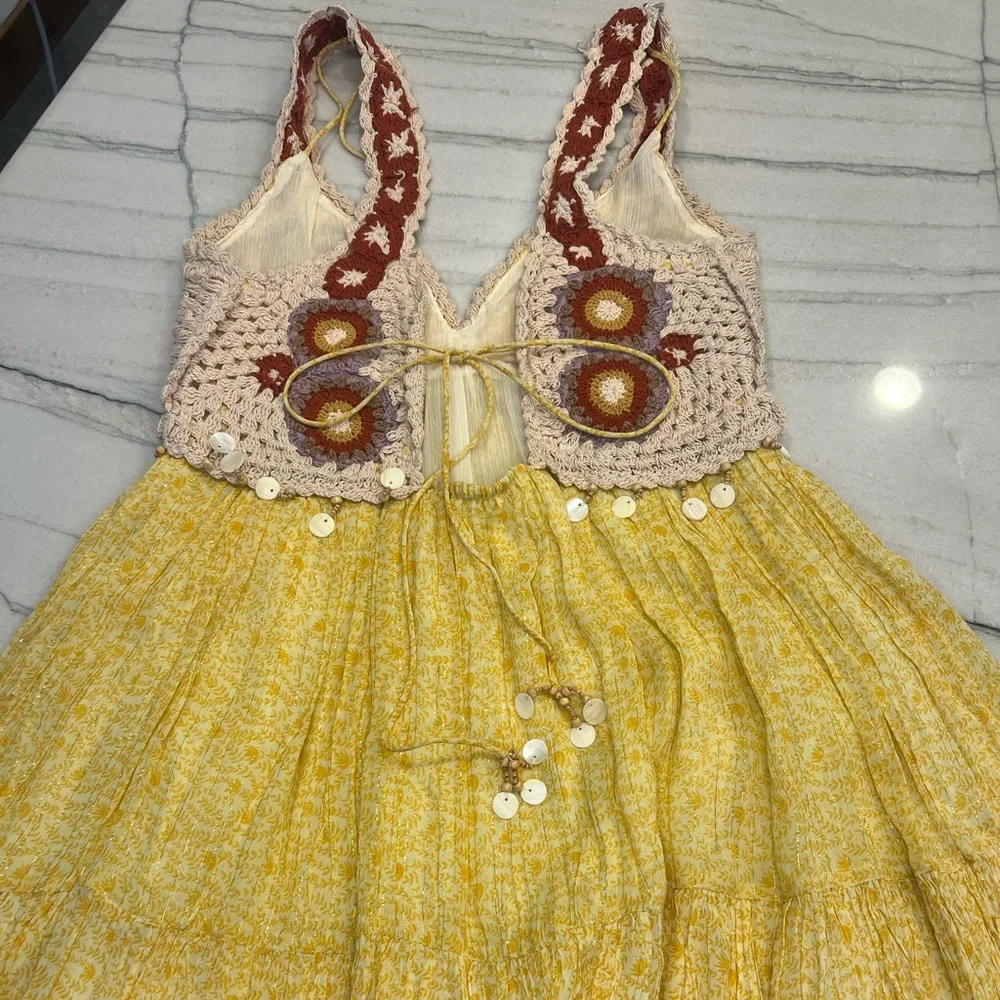 Zara Yellow and Cream Crochet Dress - Picture 5 of 9